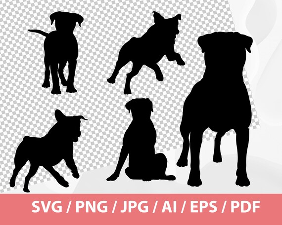 ロットワイラー犬種のシルエット SVG - 犬 svg バンドル、犬の