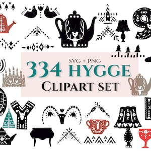 Hygge Clipart SET - Hygge Element, Hygge SVG, Scandinavian clipart, Christmas Alphabet, Nordic Decor, Cozy Home Clipart, Hygge ornamet svg