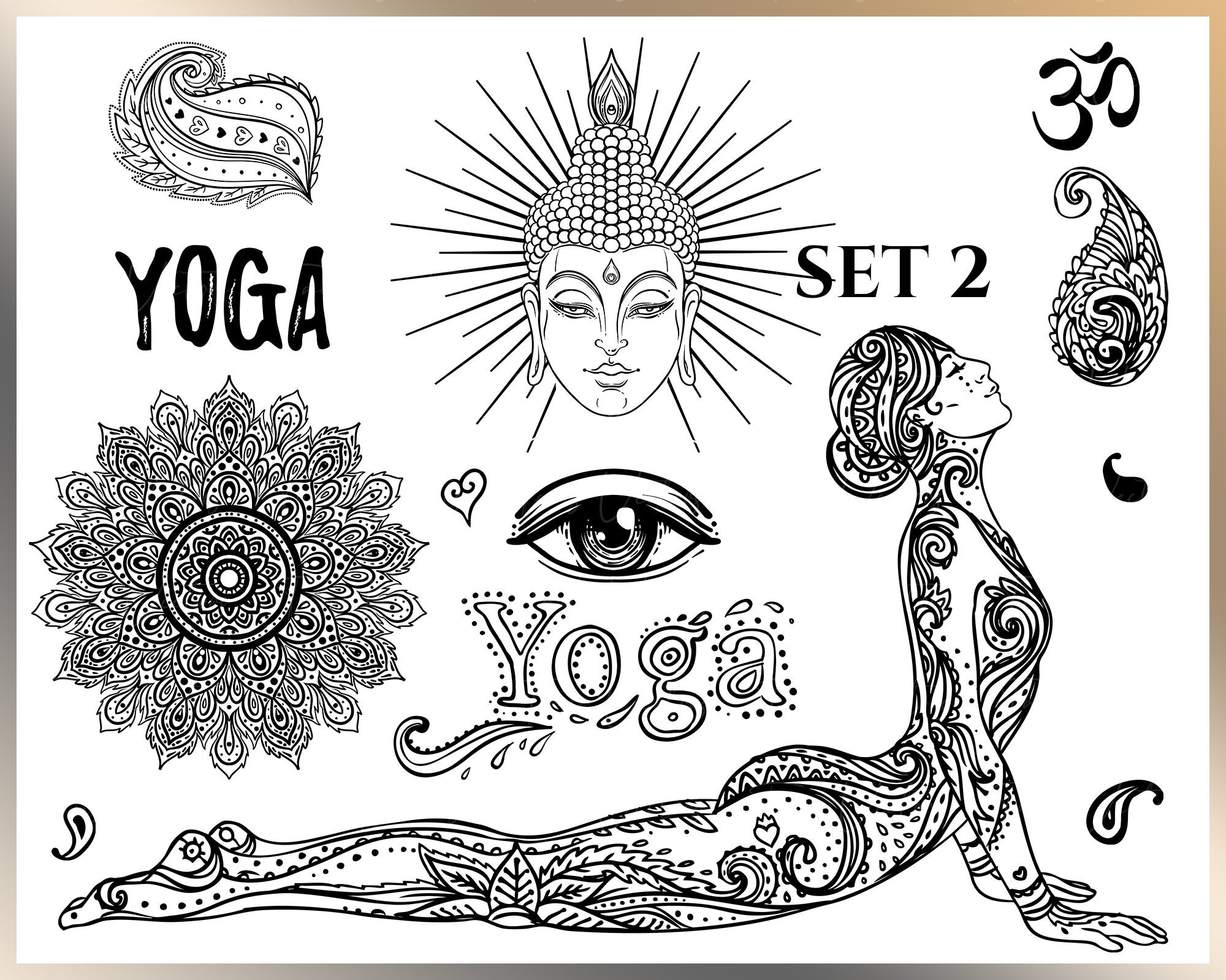 Mandala Yoga Meditation SET, Yoga Svg,meditation Svg,namaste Svg