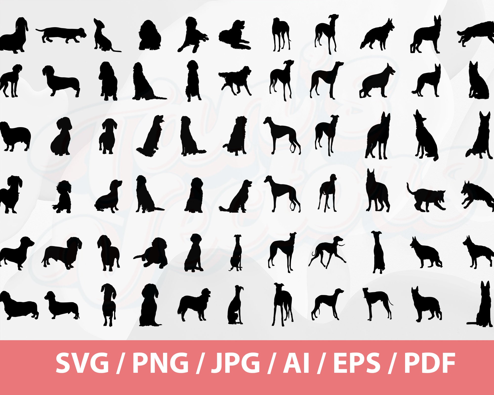 66 Dog Breeds Silhouette BUNDLE Dog Svg Bundle Dog - Etsy UK