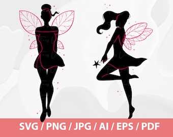 Fairy Silhouette SVG - Magic Fairy SVG, Fairy Silhouette svg, fairy svg, Fairy met Vleugels, fairy wings clipart, fairy girl svg, fairy clipart