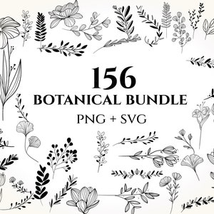 Botanical Bundle - wildflowers svg, flowers svg png, botanical svg, floral svg, bouquet svg Botanical clipart,Leaves svg,leaf svg,minimalist