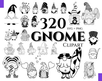 Gnome Clipart - 320 Gnome Svg, Gnome Png, Gnomes vg, Outlined Gnome, Gnome Silhouette, Gnome Design, Christmas Gnomes, Female Gnome svg,