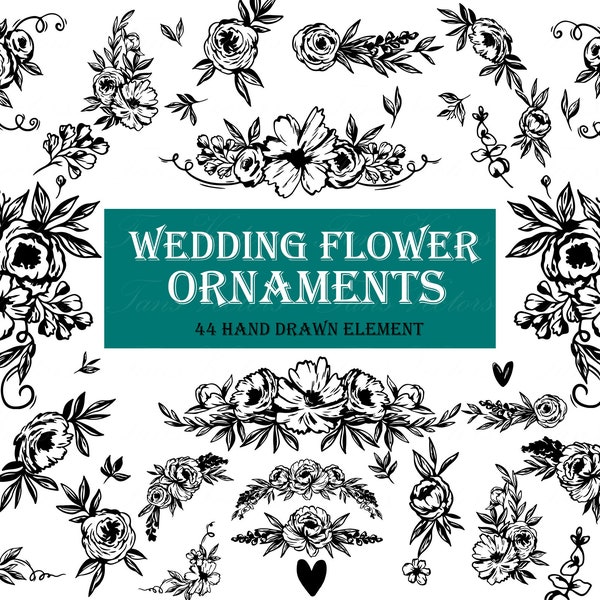 Wedding Flower Ornaments - Wedding Signs, Bride svg, Groom svg, Wedding svg, Marriage Svg, Ornament svg, wedding corner, wedding  elements