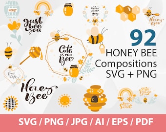 Honey Bee Compositions - Bee SVG | Bee Svg File | Bee Svg Bundle | Bee File for Cricut | Bee Clipart | Bumblebee Svg | Honey Bee Svg