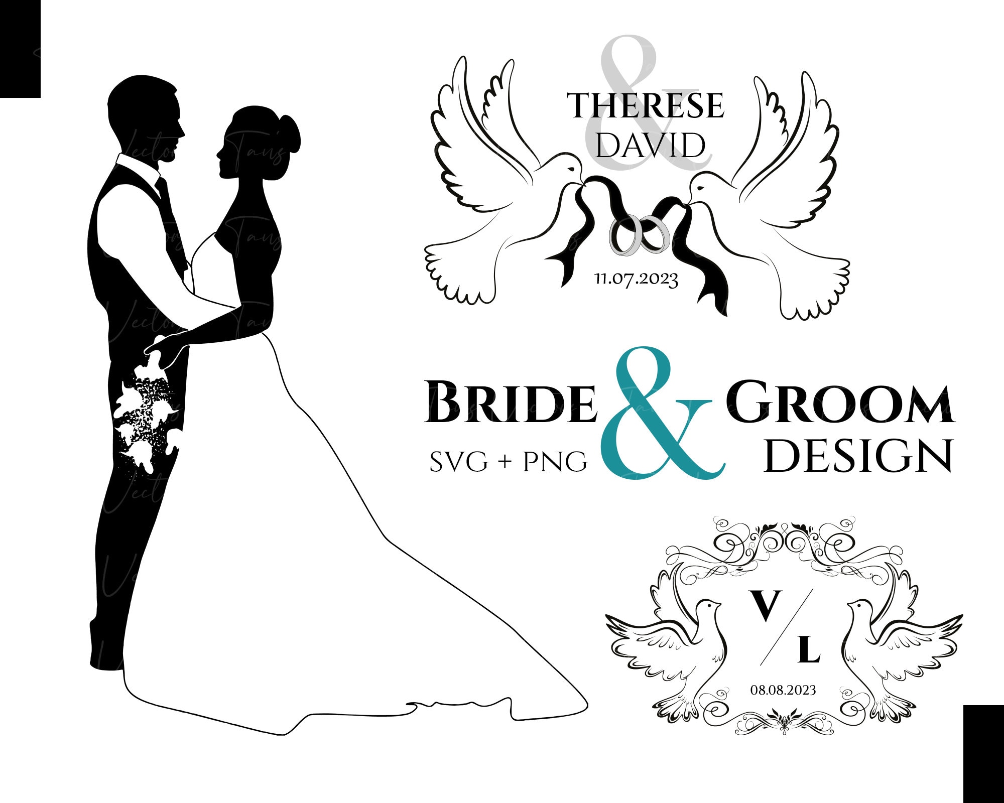 Bride and Groom Design - Wedding Bride and Groom, Wedding Couple Silhouette  ,wedding Svg,wedding Couple Svg, Newlyweds SVG, Wedding Monogram - Etsy, image size:2000x1600