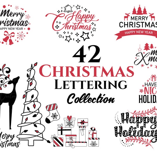 Christmas Lettering Collection -  Merry Christmas SVG, Winter Quote Svg, Christmas Clipart, Winter svg, Christmas SVG Bundle, Christmas card