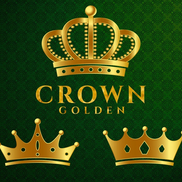 Golden Crown Set - Gold Crowns Clipart, Royal Crown svg, gold king crown svg, gold queen crown svg, king crown svg,  golden king and queen