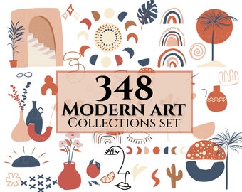 Modern Art Collections SET - Boho Elements svg, Boho Clipart, Modern Art Shapes, Minimalist Wall Art, Abstract Wall Art, Boho svg bundle png