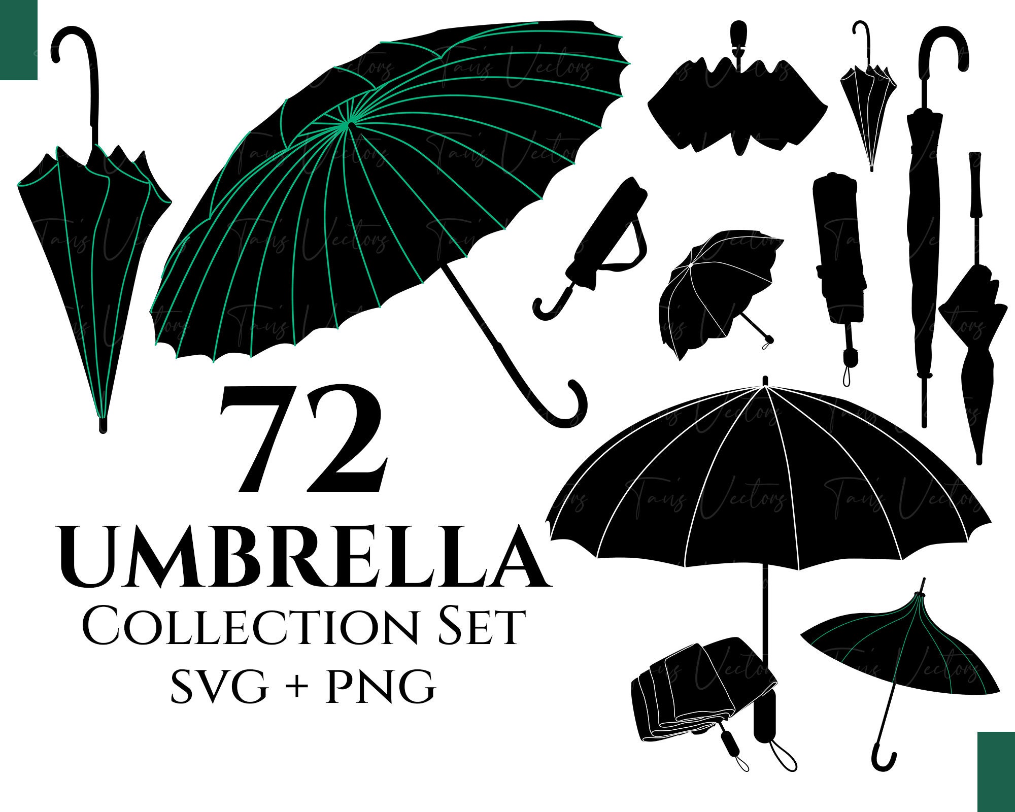 Umbrella Collection SET - Umbrella svg, Umbrella Silhouette, Editable Umbrella,Umbrella Clipart,Umbrella png,Umbrella Vector,Closed Umbrella