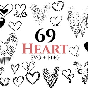 Herz SVG - Handgezeichnetes Herz Svg, Herz Clipart, Herz Doodle Svg, Valentinstag, Namensrahmen, Flower Heart svg, Boho Heart, Space Heart