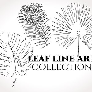 Kolekcja sztuki Leaf Line - Leaf svg, Minimalistyczny liść, Sztuka ścienna z liści, Wystrój domu, Sztuka liniowa z liści, Wydruk sztuki liniowej, Tropikalna sztuka liniowa z liści, Liść
