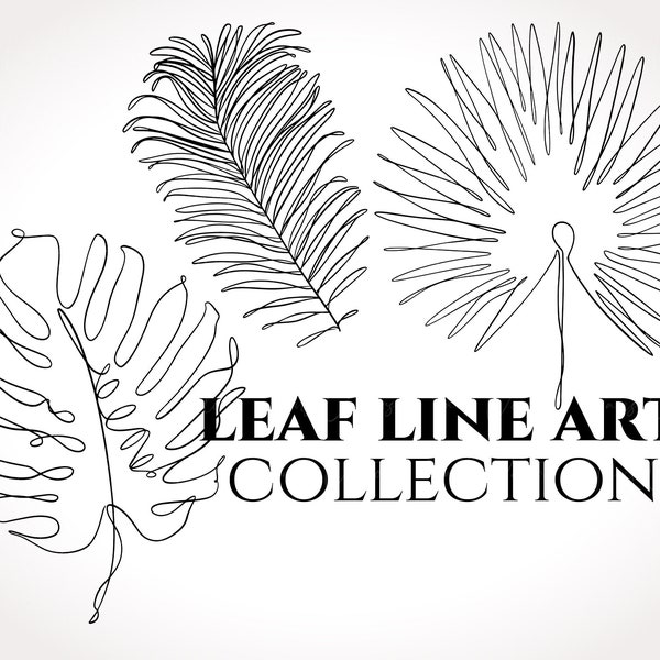 Leaf Line Art Collection - Leaf svg, Minimalist Leaf, Leaf Wall Art, Home Decor, Leaf Line Art, Line art Print, Tropical Leaf Line Art, Leaf