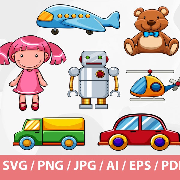 Kids Toys Set - baby and toddler, toys clipart set, toy labels, kids crafts, diy clipart set, toy car png, bear svg, Toy Story SVG Bundle