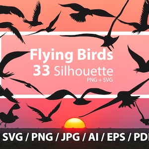 Flying Birds Silhouette Bundle - Flock of Birds Silhouette, Flying Birds svg, Birds Svg, Bird Flock Svg, Bird Silhouette Svg, Birds clipart