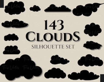 CLOUDS Silhouette Set - Clouds svg, Cloud Clipart, Cloud svg, Cloud clip art, Cloud png, Cloud Silhouette, Cute Cloud svg, Clouds print
