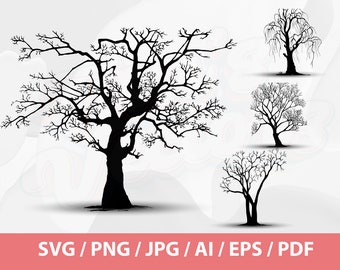 Tree Silhouettes Set - Forest Svg Files, Tree Clipart, Tree svg bundle, woodland svg, forest svg bundle, camping svg, tree svg, silhouette