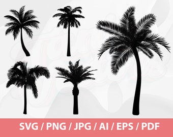 8 palmer SVG SILHUETT - Tropisk palmträd svg, palmträd clipart, palmträd svg, palmträd, palmträd png, clipart palmträd svg,