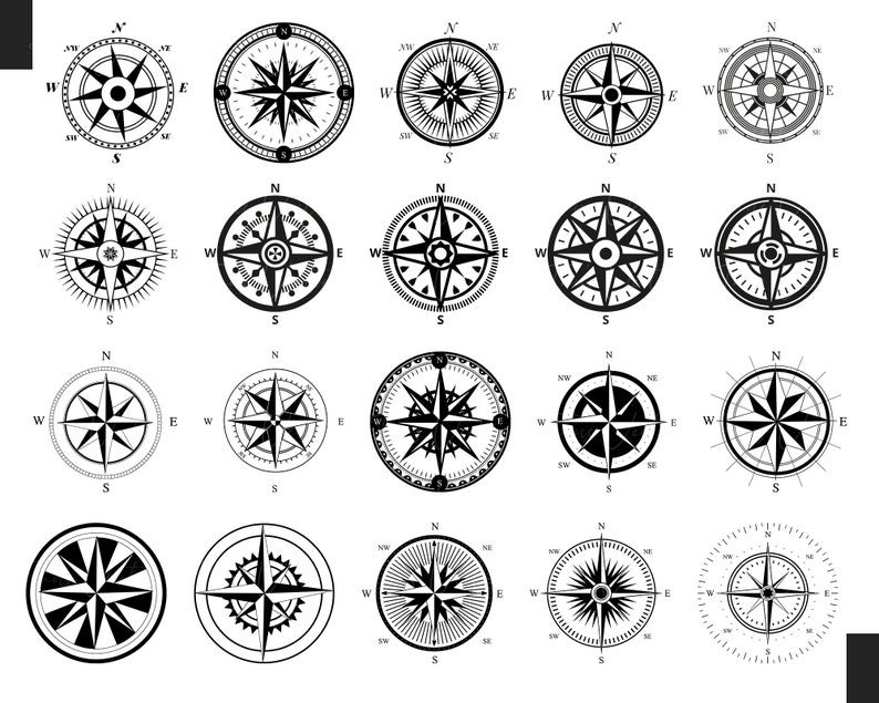 Compass Collection Set Compass SVG Nautical Compass - Etsy Canada