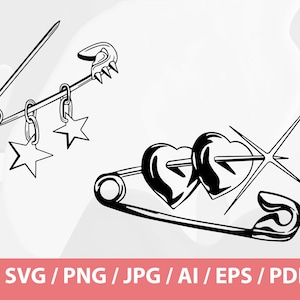 Safety Pin and Heart Tattoo - Instant Download, Digital Download, svg, ai, eps, png, and jpg files included! tansvectors, Girl Tattoo,