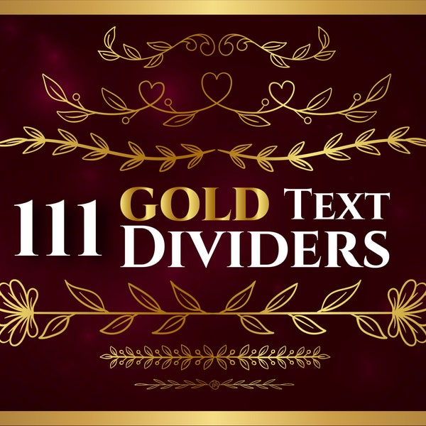 DIVISEURS DE TEXTE DORÉS - Diviseurs svg, Diviseurs de texte svg, Bordure décorative svg, Page Pividers svg, Ornements de page imprimables, diviseur de texte svg