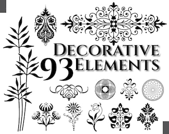 Puede incluir: Un conjunto de 93 elementos decorativos en blanco y negro, que incluyen diseños florales, geométricos y abstractos. Los elementos son perfectos para agregar un toque de elegancia a cualquier proyecto.