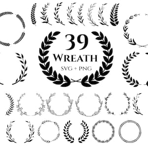 Bundle ghirlanda in formato SVG, ghirlanda floreale in formato SVG, foglie in formato SVG, cerchio in formato SVG, ghirlanda monogramma in formato SVG, ghirlanda nuziale in formato SVG, cornice circolare, pianta in formato Svg, foglia clipart