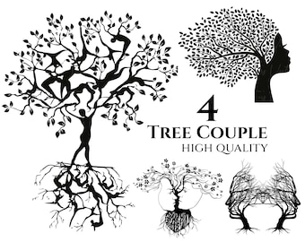 Tree Couple - Tree Couple Wall Art, Couple svg, Tree svg, Couple Silhouette, Tree Couple png, Tree of Life svg, Tree Couple Home Decor, Tree