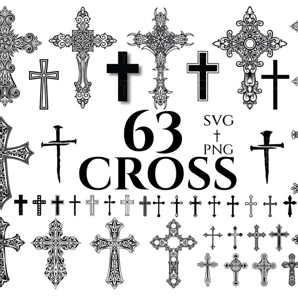 Croce SVG - Cross Clipart, Cross Tattoo, Christian Cross, Jesus Cross Svg, Crosses Svg, Christian Svg, Cross Silhouette, Religious Cross svg