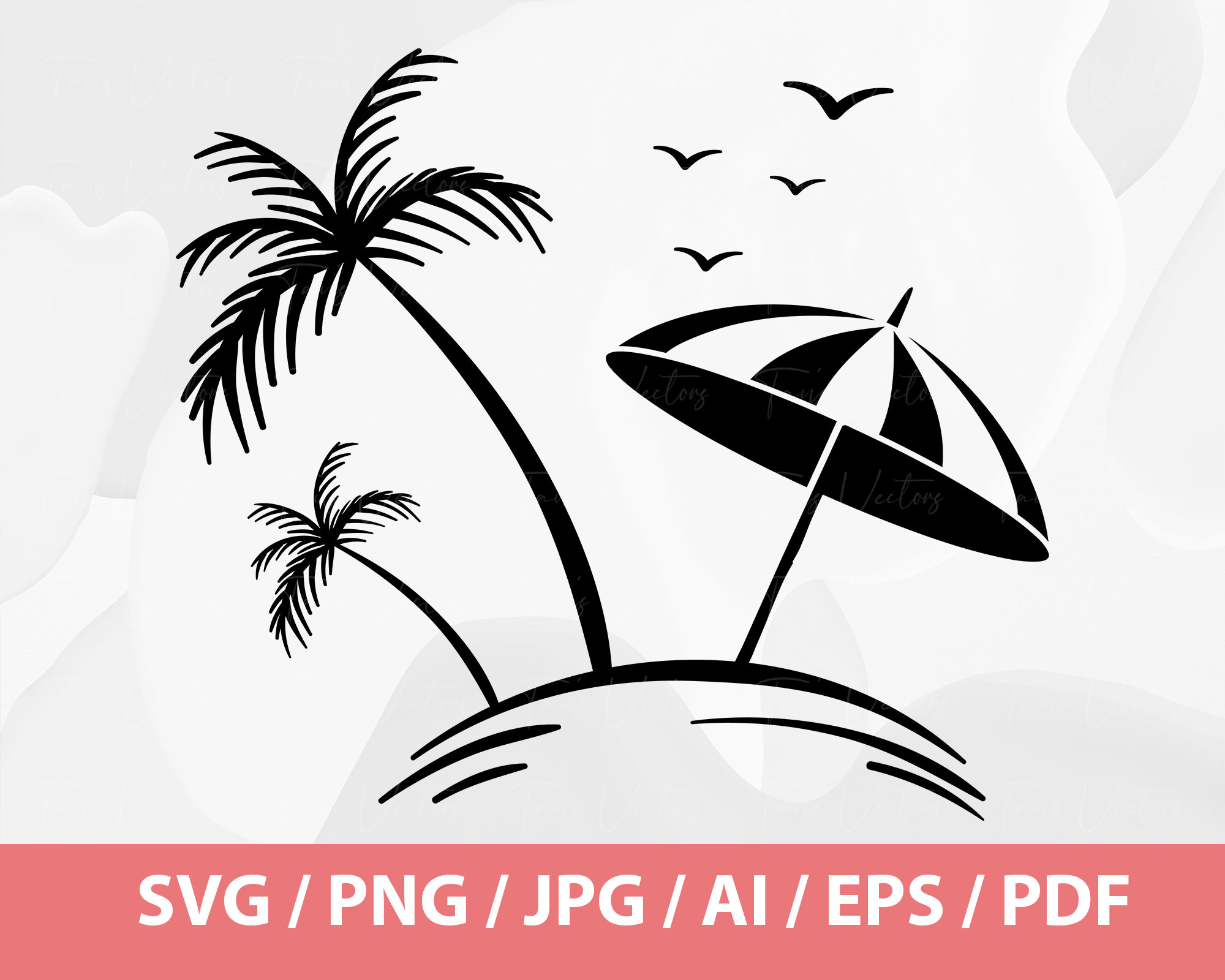 Palm Trees and Beach Umbrella SVG - Palm Trees Svg, Beach Palm Trees and Beach Umbrella SVG - Palm Trees Svg, Beach