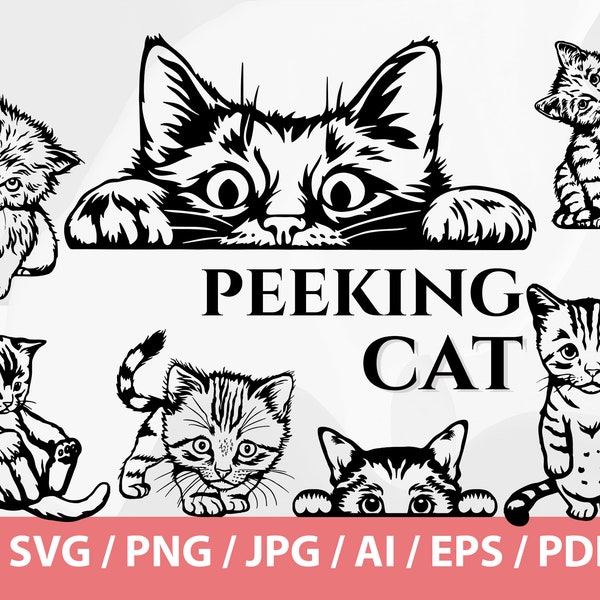 Cute Cat SVG - Peeking Cat, Cat Svg, Funny Cat Svg, Cat Lover svg, Black cat svg, Cat clipart, Cat Png, Cat Mama svg, Cute Cat Shirt design