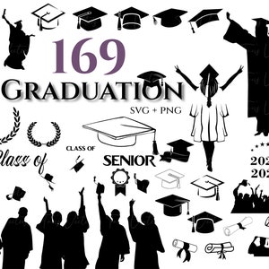 Graduation SET - Graduation svg, Graduation Silhouette, Graduation Cap, Class of 2023, Senior svg, Graduation Wreath svg, Graduation Hat svg