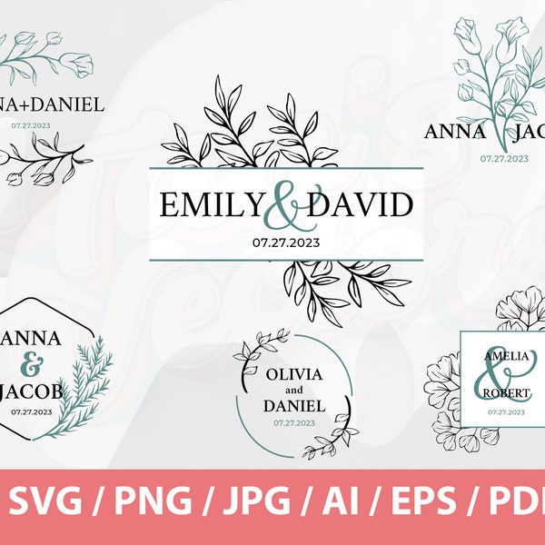 Bundle SVG mariage - mariée svg, svg marié, svg mariage, signes de mariage, mariage Svg, cadre floral SVG, svg bienvenue dans notre mariage, monogramme