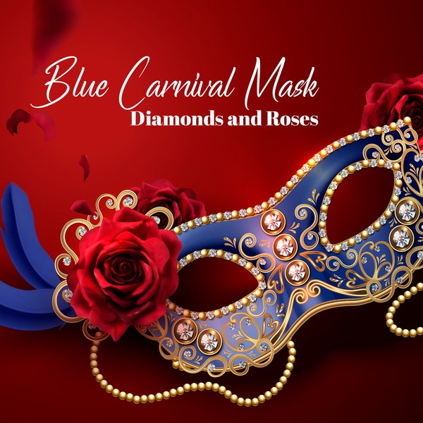 Blue Carnival Mask Clipart - Diamond Masks Clipart, Mardi Gras mask clip art, Carnival graphics, Venetian mask, costume party Masquerade svg