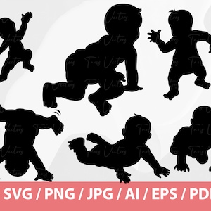 Baby Crawling SVG - Baby Dancing Silhouette, baby svg, Baby Silhouette svg, Baby Crawling file, Baby Shape svg, Baby Shower png,Baby Clipart