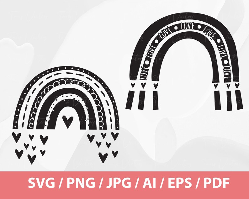 Boho Rainbow SVG - Rainbow Clipart - Rainbow With Heart, Rainbow ...