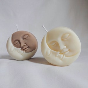 Moon candle, natural and artisanal in rapeseed wax, Luna model