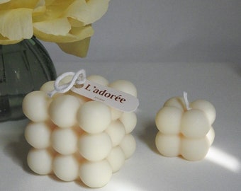 Bubbles duo candles, natural and handmade, rapeseed wax, Amber and Jade model