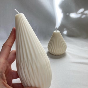 Lantern or &quot;pear&quot; candles, natural and artisanal in rapeseed wax, Anna & Gloria models