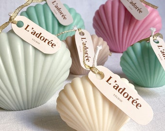 Shell candles, natural in rapeseed wax, Ariel & Lily models