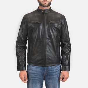 Brand New Mens Handcrafted Black Biker Racer Leather Jacket, Custom Motorcycle Handmade Jacket, Rea Leather Jacket, Vintage Leather Jacket