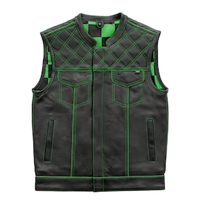 Mens Handcrafted Biker Leather Vest, Mens Cowhide Leather Vest, Custom Handmade Vest, Motorcycle Vest, Vintage Biker Vest, Gifts For Men
