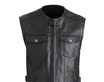 Mens Black Leather Vest, Biker Vest, Motorcycle Vest, Handmade Biker Vest, Mene Biker Black Leather Vest, Mens Club Vest, Gifts For Bikers
