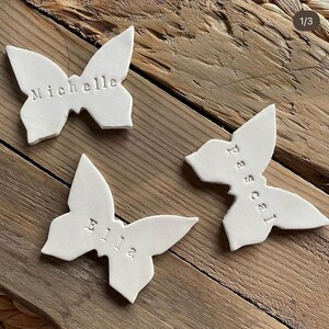 Schmetterling Namensschild Hochzeit | Platzhalter aus Ton | Schmetterlings Dekoration Hochzeit | Babyparty Deko | Sitzplatz | Geburtstag