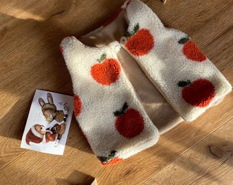 Chaleco Apple Teddy, chaqueta de felpa polar acogedora para primavera para mujeres y niños | Muselina ecológica para la temporada de transición, regalo de cumpleaños para bebés, flores