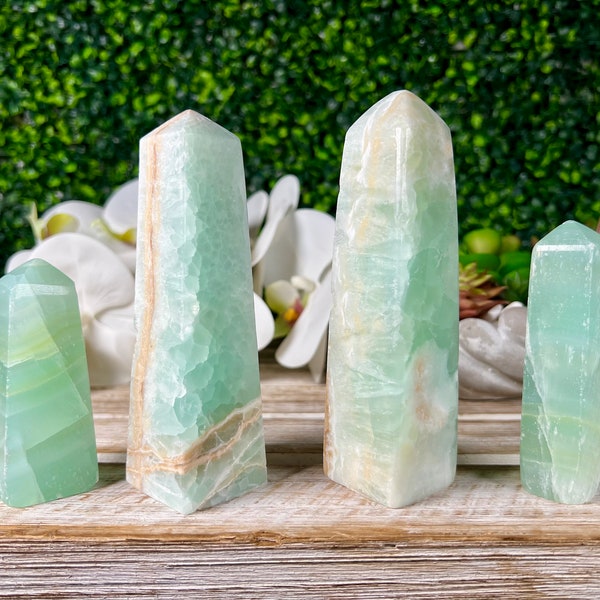 YOU PICK! Gemmy Pistachio Calcite Towers, Green Calcite, Pistachio Calcite Towers, Home Decor