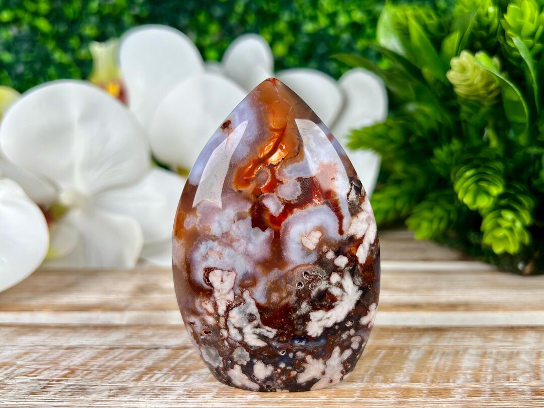 Blue Flower Agate Flame, Cherry Blossom Agate, Crystal Freeform