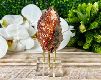 Glittering Red and Orange Vanadinite from Morocco, Natural Mineral Specimen