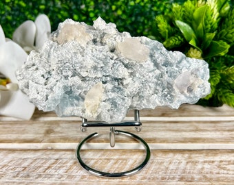 Blue Fluorite with UV Reactive Dogtooth Calcite, Natural Mineral Specimen