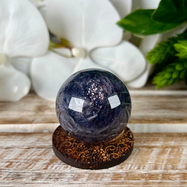 RARE Iolite Sunstone Sphere, Water Sapphire Crystal, Mineral Collection